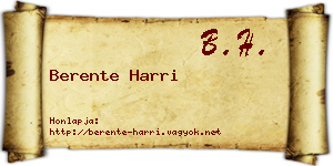 Berente Harri névjegykártya